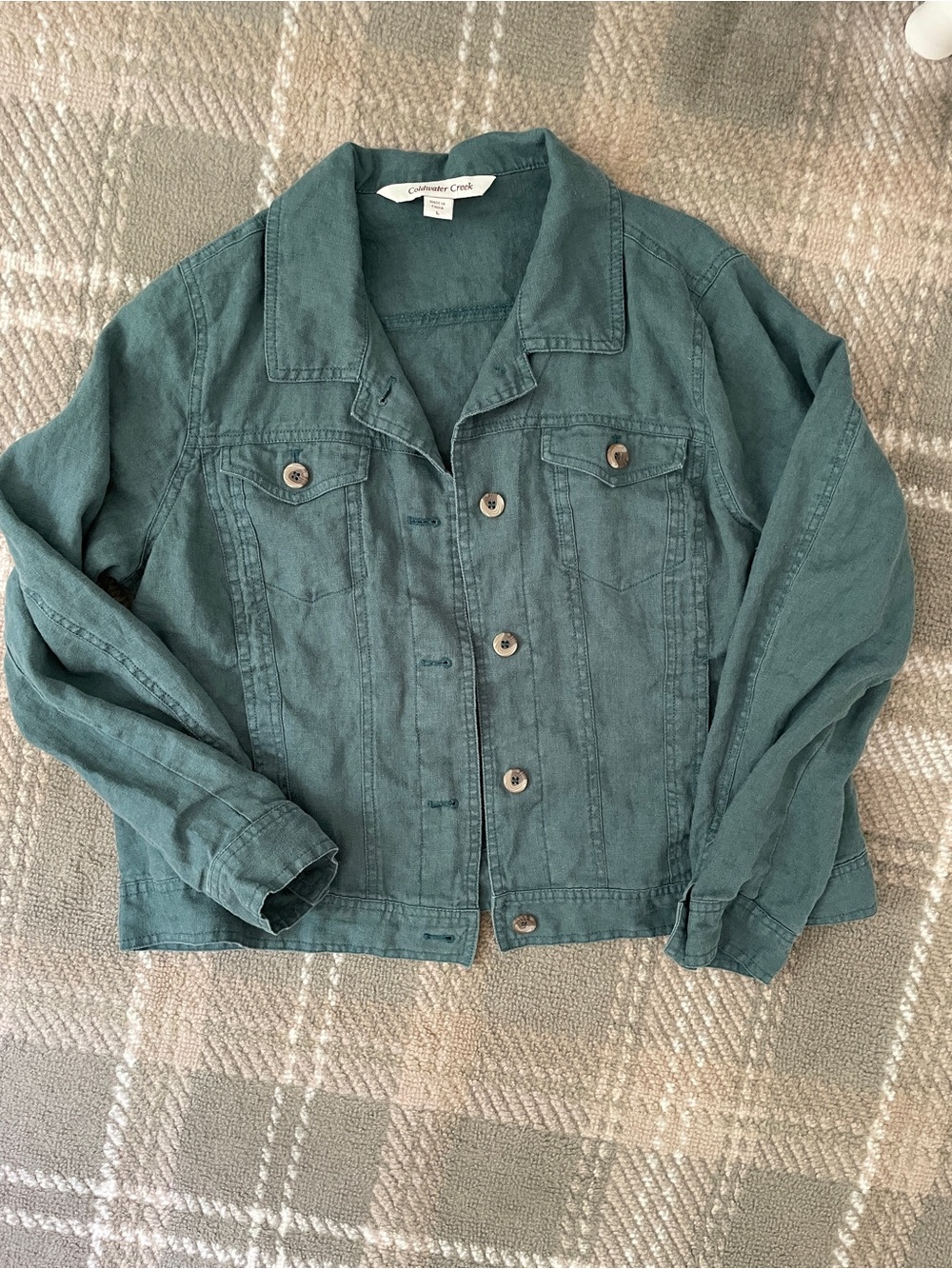 Coldwater Creek linen green jacket L - Picture 2 of 6